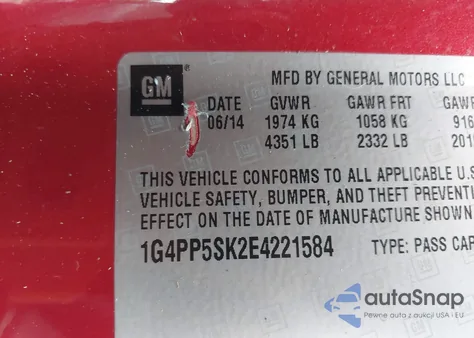 2014 Buick Verano from USA, damaged, VIN 1G4PP5SK2E4221584